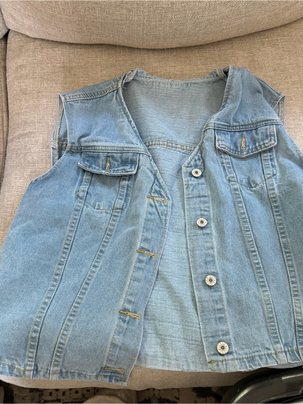 Light Wash Denim Vest - Sleeveless Jean Jacket